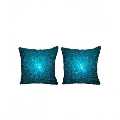 Super Shiny Sequin Embroidery Cushion Cover - Turq